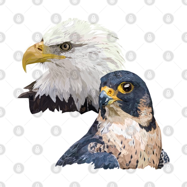 Peregrine Falcon and American Pigargo by obscurite