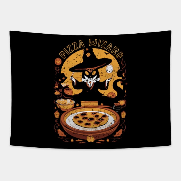 Pizza Wizard Magical Witch Tapestry by Trendsdk