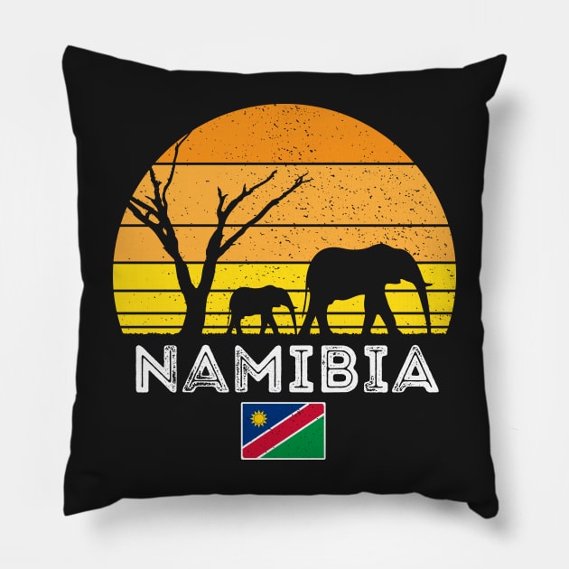 Namibia Elephant Safari Sunset Pillow by BraaiNinja