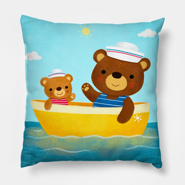 Bears in a Boat Pillow by julianamotzko