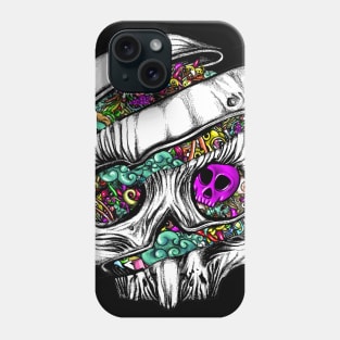 Sliced Skull with doodles Phone Case