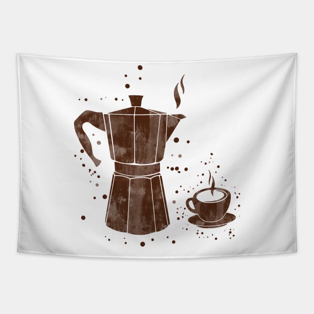 Moka pot, coffee, housewarming gift, dining room, wall hanging, kitchen, italian coffee maker, espresso machine, mocha Tapestry by RosaliArt