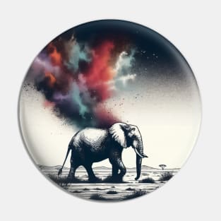 Monochromatic Elephant With Colorful Splash Pin
