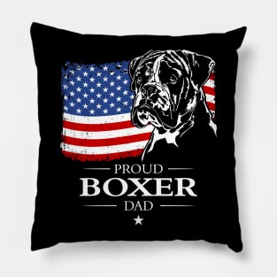 Proud Boxer Dog Dad American Flag patriotic dog Pillow