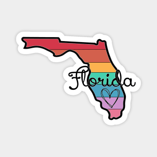 Florida Rainbow Sunshine State Outline Love Magnet