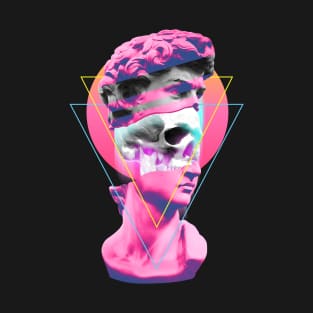 Vaporwave Statue David Bust Skull Retro 80s Glitch Art Cool T-Shirt