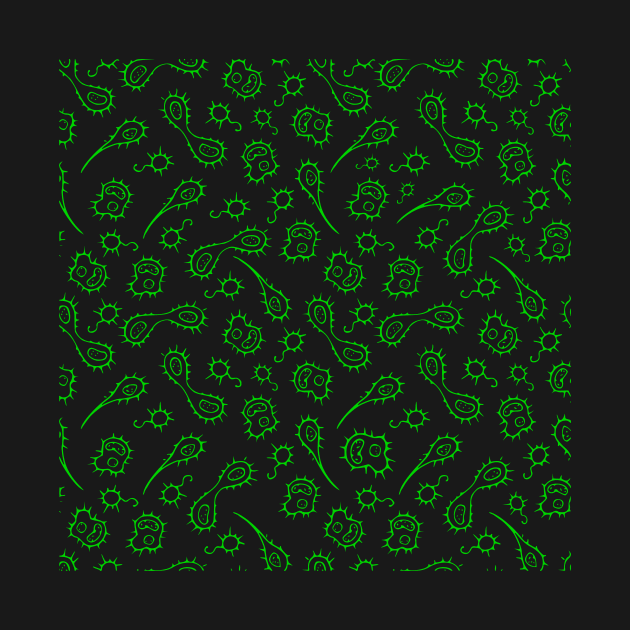 Green Bacteria Virus Microbes Pattern by MoPaws