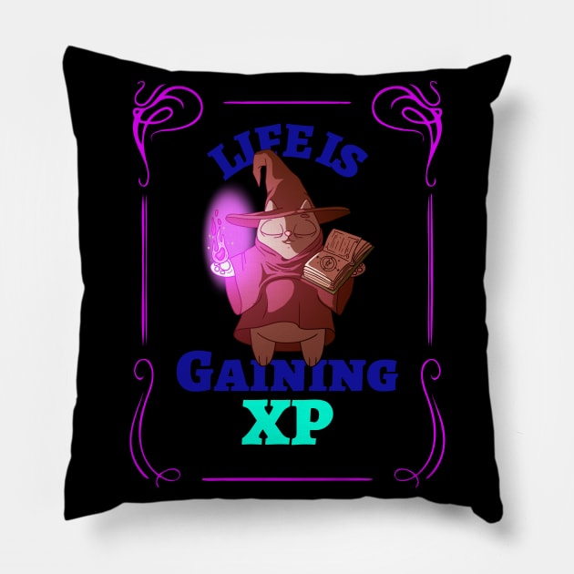 Life is Gaining XP Pillow by MackARTee