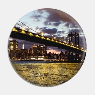 Manhattan Bridge Night Manhattan Skyline Brooklyn NYC Pin