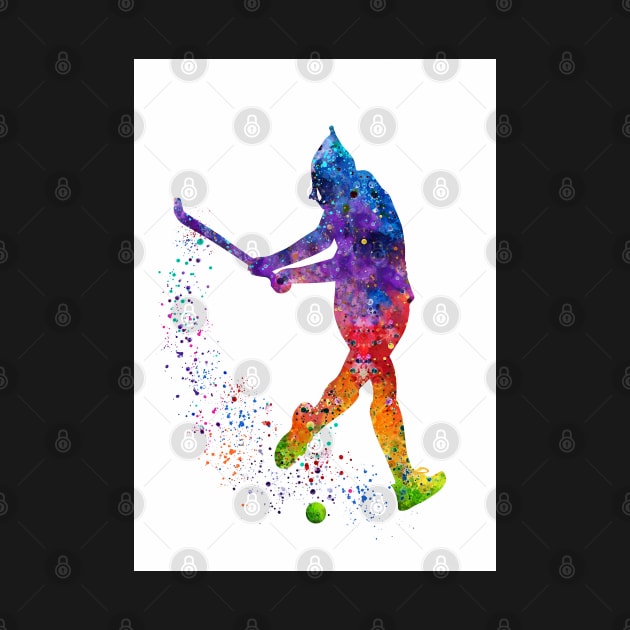 Field Hockey Girl Watercolor Silhouette by LotusGifts