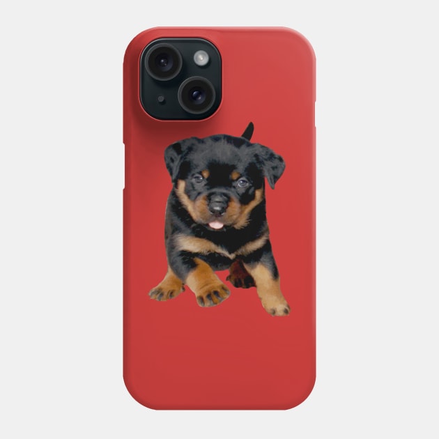 Cute Rottweiler Puppy Running With Tongue Out Phone Case by taiche