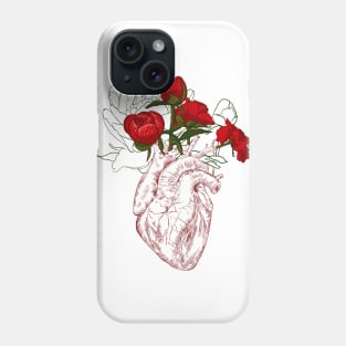 Human heart with flowers Phone Case