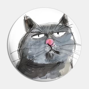 Funny British Shorthair Cat Portrait for British Shorthair Cat Lovers Pin