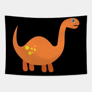 Cool Orange Apatosaurus Dinosaur. Cute Dino Cartoon. Tapestry