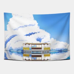 SF Cable Car Reflection Scenery Painting - Calming Anime Landscape Design Tapestry