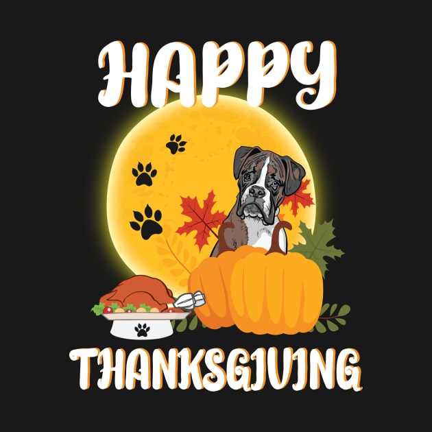 Boxer Seeing Turkey Dish Happy Halloween Thanksgiving Merry Christmas Day by Cowan79