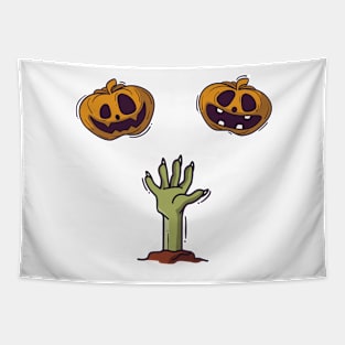 Spooky Pumpkin and Zombie Hand Tapestry