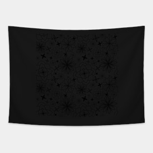 Black and White Floral Pattern Tapestry