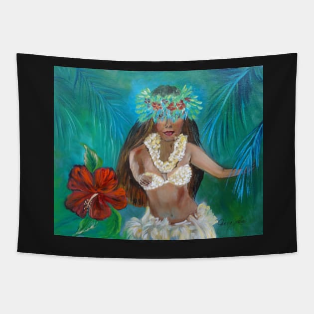 Hula Among the Palms Tapestry by jennyleeandjim