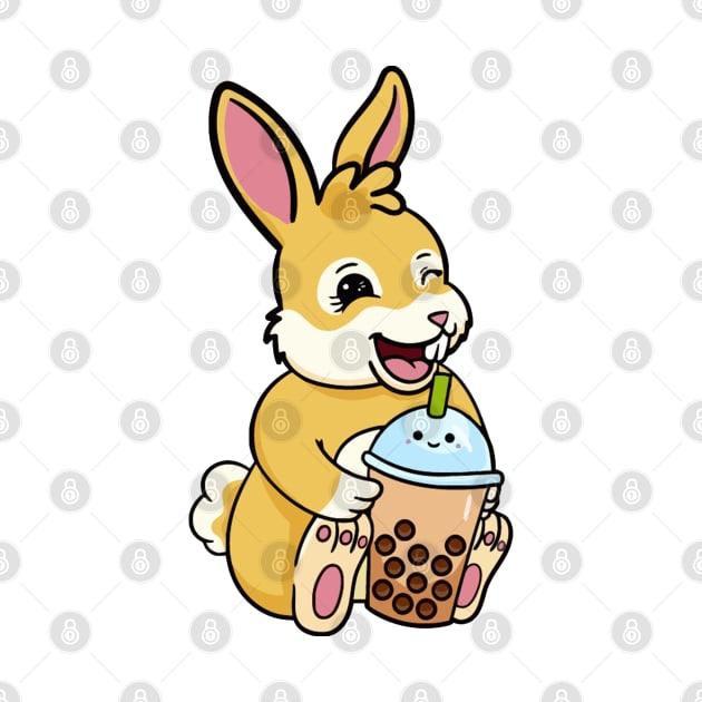 Cute Rabbit Drinking Boba Milktea by LEMOUS TEES