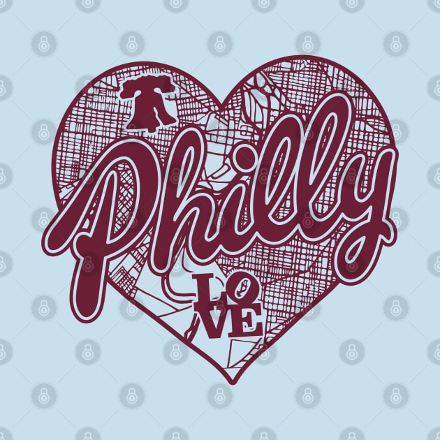 Philly City Street Map Liberty Bell Love Philadelphia PA Brotherly Love by TeeCreations