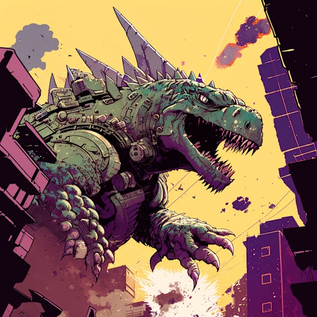 Cyber Kaiju: The Ultimate City Destroyer Kids T-Shirt by Snoe