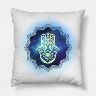 Midnight Sky Hamsa Hand Pillow