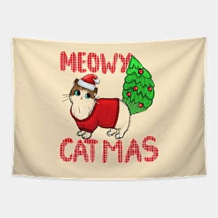 Meowy Catmas - Funny Christmas Cat Tapestry