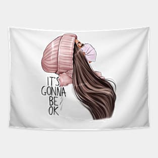 It’s Gonna Be Ok Brunette Girl Mask Tapestry