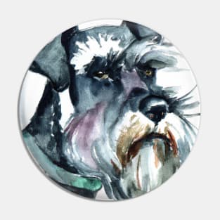 Miniature Schnauzer Watercolor - Gift For Dog Lovers Pin