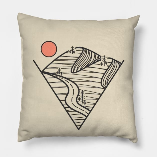 Mountain pathway Pillow by TheTwinfine