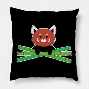 Red Panda and Bamboo Pillow