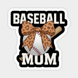 Baseball Mom Leopard Coquette Bow - Mother's Day Gift​ Magnet