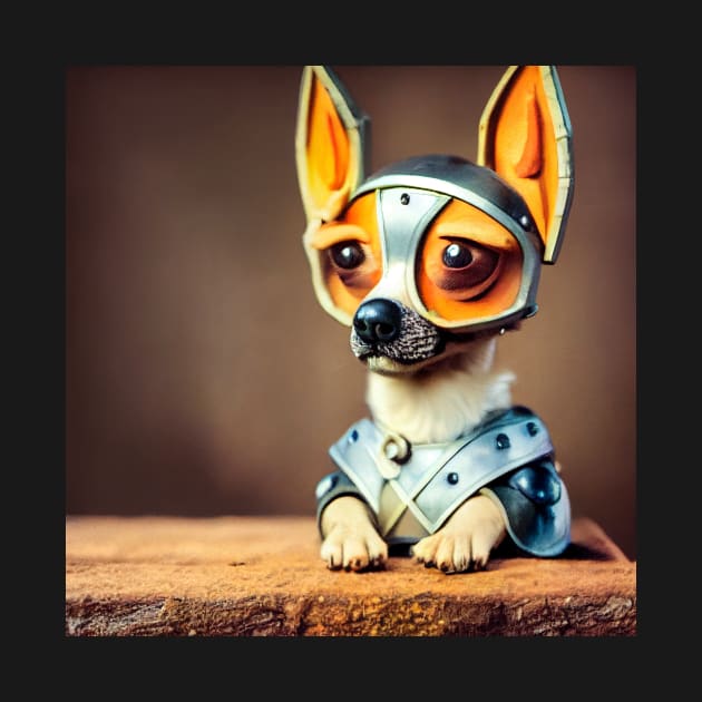 Chihuahua wearing medieval knight armor by Studiowatermars