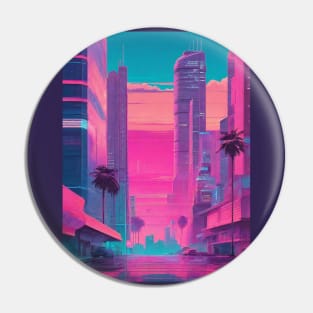 Vaporwave city aesthetic Pin