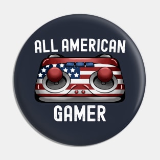 All American Gamer 4th of July Patriotic Gaming Mens Boys Pin