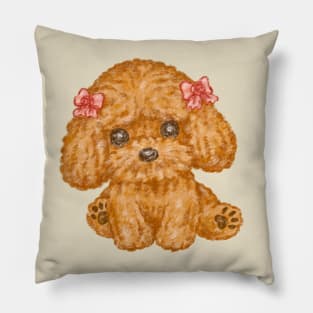 Toy poodle with a ribbon Pillow