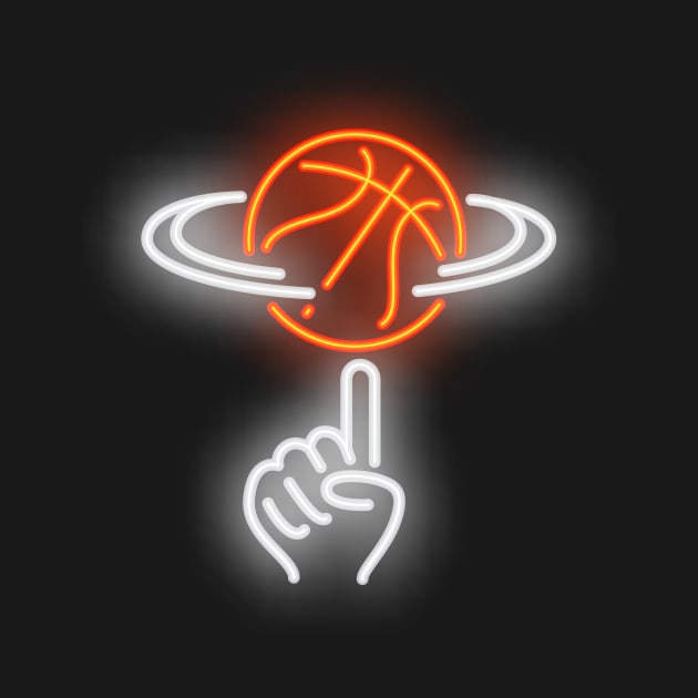 Basketball Lover , Basketball Design ,Neon Basketball Spinning by Utopia Shop