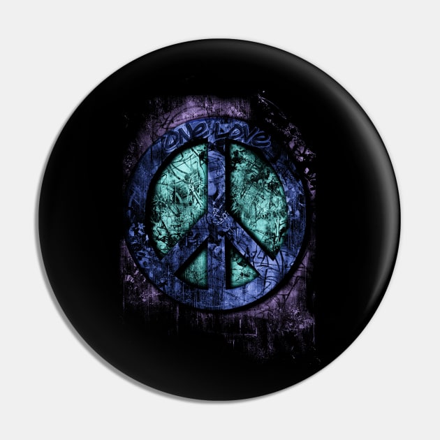 Psychedelic 3D Peace Sign - One Love - Graffiti - Grunge Pin by MellowGroove