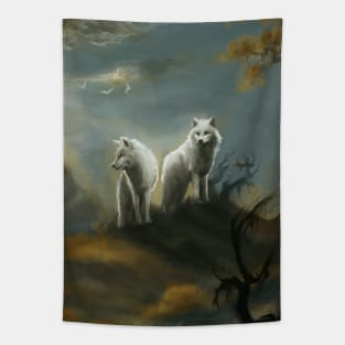 White Wolves Tapestry