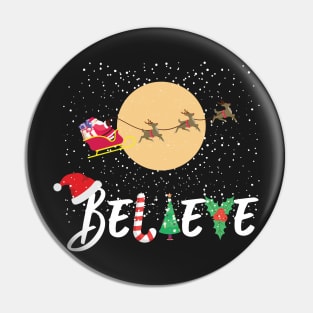 Believe Santa Christmas Reindeer Season Pin