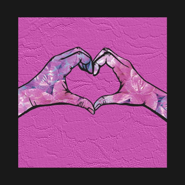 Heart Hands on Pink Lace Background by m2inspiration