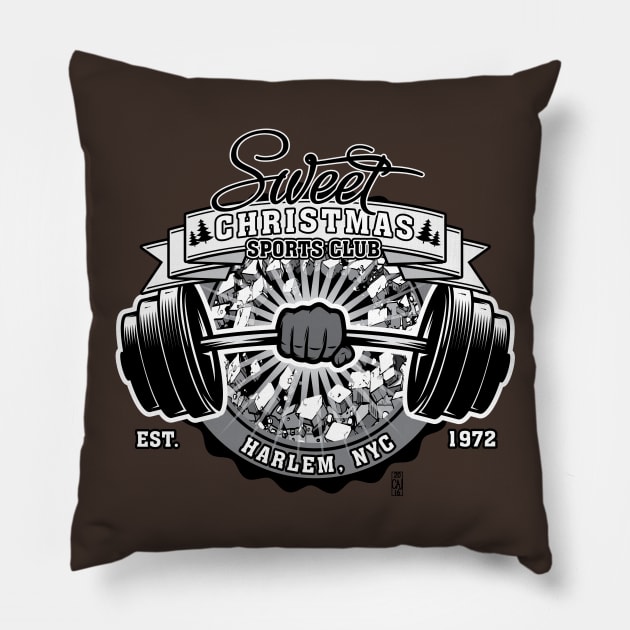 Sweet Christmas Sports Club Pillow by thebeardedbrushandblade