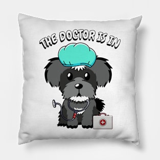 Cute schnauzer dog is a doctor Pillow