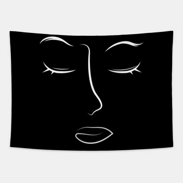 Female Face Silhouette Drawing Gift Woman Tapestry Teepublic