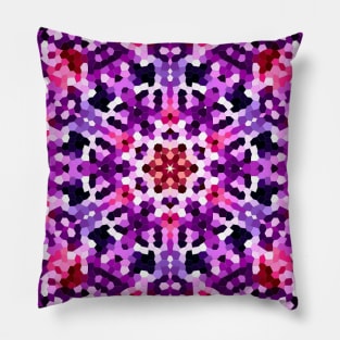 Vibrant Geometric Mandala in Pink, Purple and White Pillow