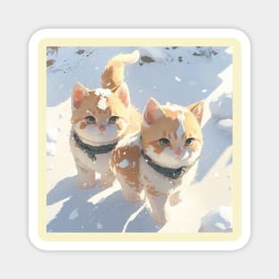 Two Kittens in the Snow Magnet