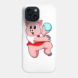 Pig as Handball player with handball Phone Case
