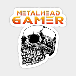 Metalhead Gamer Quarter Skull Orange Magnet