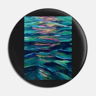 Neon Rainbow Abstract Ocean Waves Pin